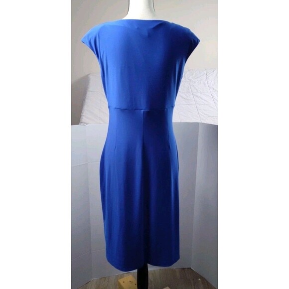 Lauren Ralph Lauren Womens Size 10 Ruched  Stretch Dress Faux Wrap Royal Blue - Picture 4 of 6